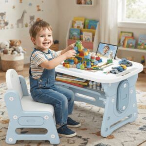 HONEY HOY Juego de mesa y silla para niños color azul