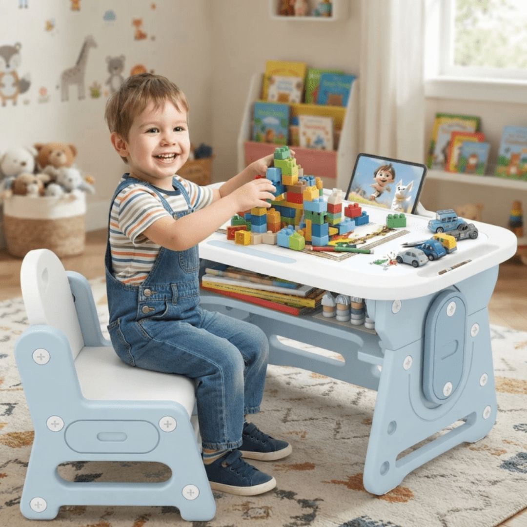 HONEY HOY Juego de mesa y silla para niños color azul
